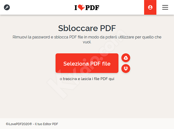 Sbloccare PDF protetto con password con iLovePDF