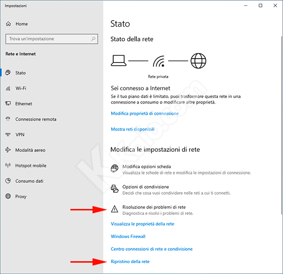 Windows 10 Impostazioni Rete