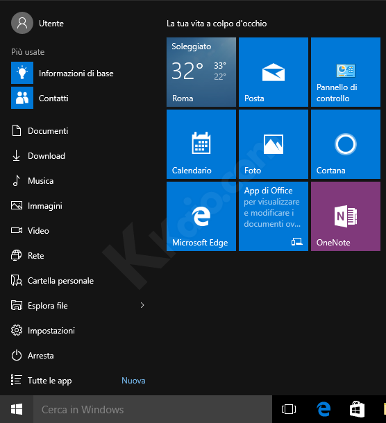 Windows 10 - Inserire collegamenti nel Menu Start