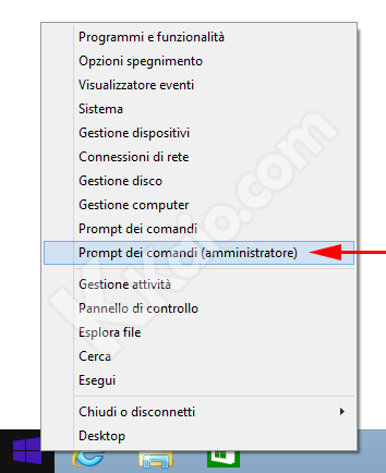 Aprire il prompt del comandi come amminstratore in Windows 8.1