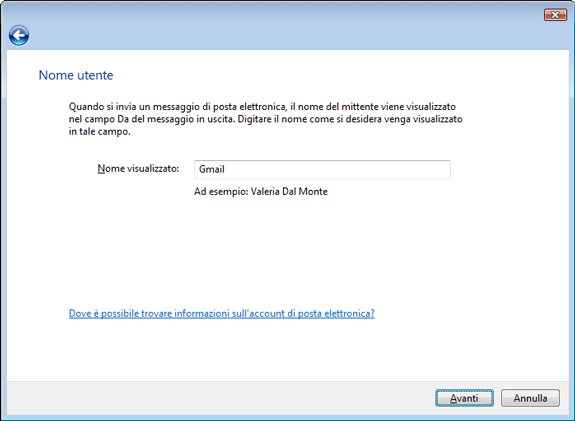 Windows Mail Nuovo Account