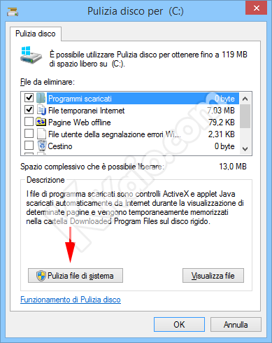Pulizia disco Windows 8.1