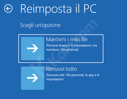 Ripristino Windows 10