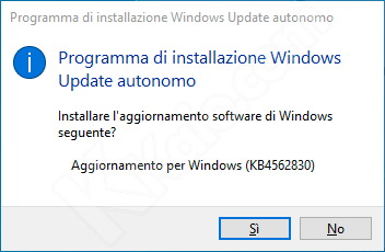 Aggiornamento manuale a Windows 10 20H2 da 2004 tramite pacchetto .msu