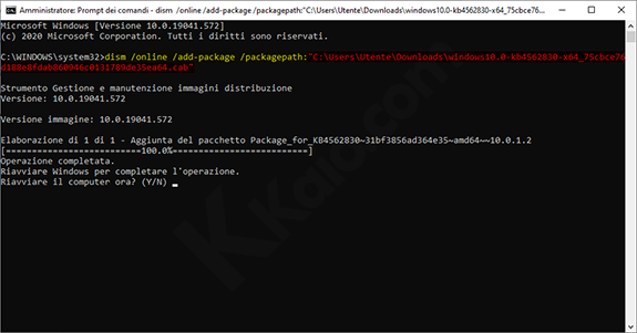 Aggiornamento manuale a windows 10 20H2 da 2004 con dism e pacchetto .cab