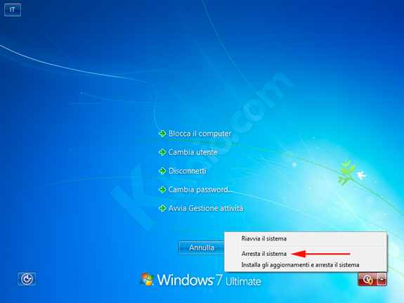 Arrestare il sistema senza installare gli aggiornamenti