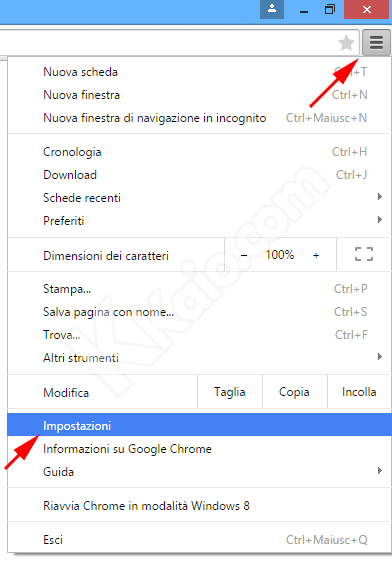 Menu di Google Chrome