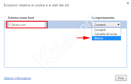 Bloccare i cookie di un sito web con Google Chrome