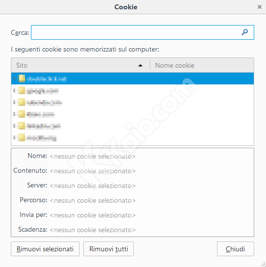Eliminare i cookie da Mozilla Firefox