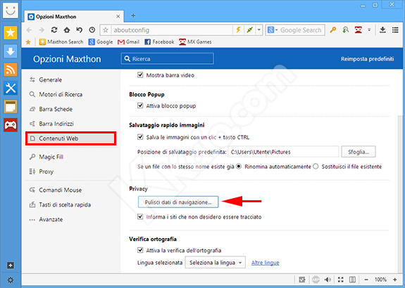 Eliminare i cookie da Maxthon