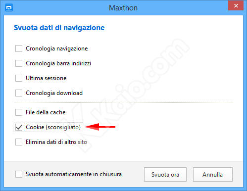 Rimuovere i cookie da Maxthon