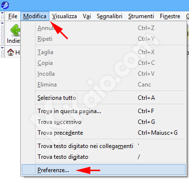 Menu di SeaMonkey