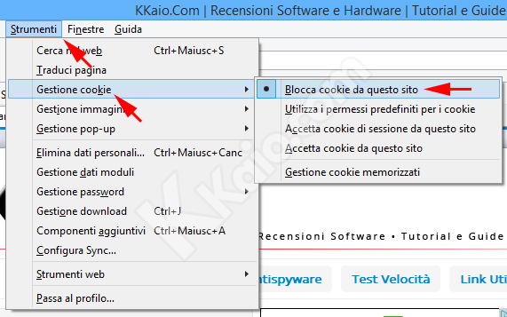 Bloccare cookie con SeaMonkey