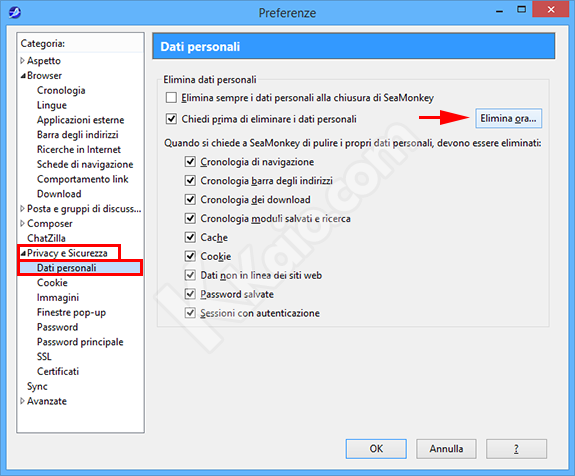 Eliminare tutti i cookie da SeaMonkey