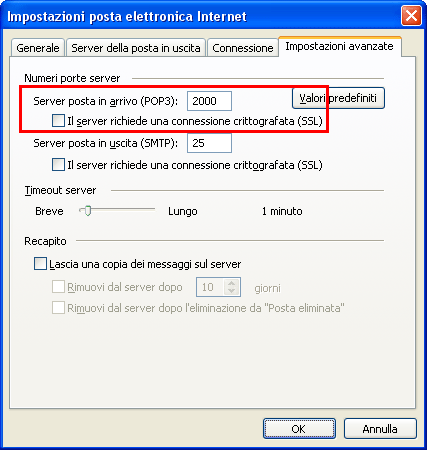 Freepops Outlook 2003 Impostazioni