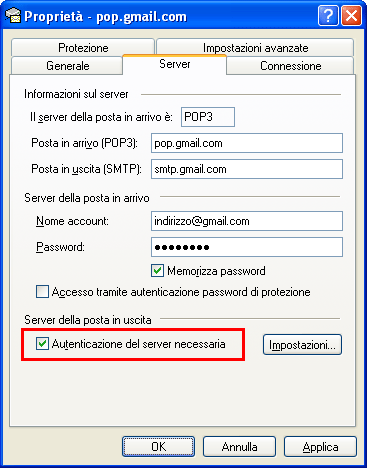 Outlook Express Settaggi Avanzati