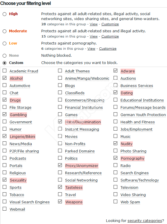 Filtri OpenDNS