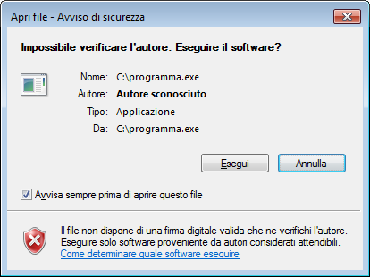 Avviso di sicurezza