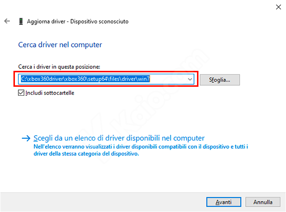 Ricevitore wireless Xbox 360 - Aggiorna driver