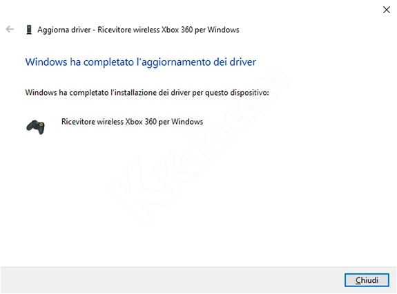 Ricevitore wireless Xbox 360 - Installazione driver Windows 10