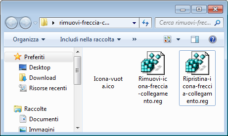 Rimozione freccia collegamento