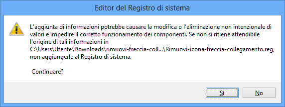 Rimozione freccia collegamento