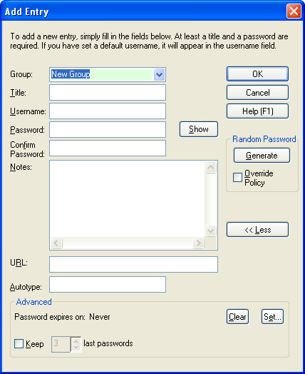 PasswordSafe New Group