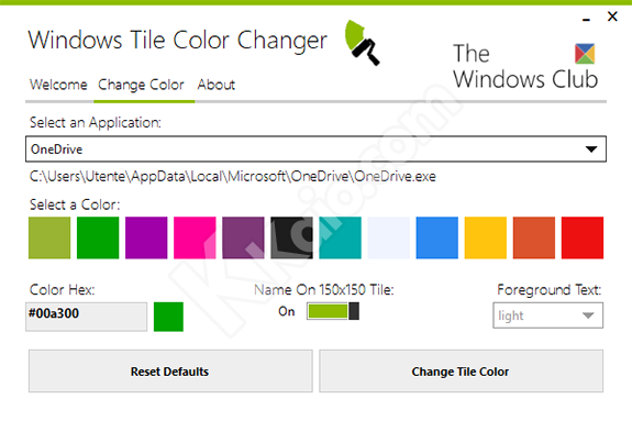 Windows Tile Color Changer